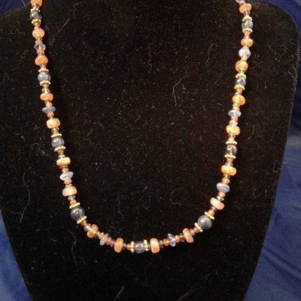 Handmade Iolite Carnelian Necklace Z174 43$